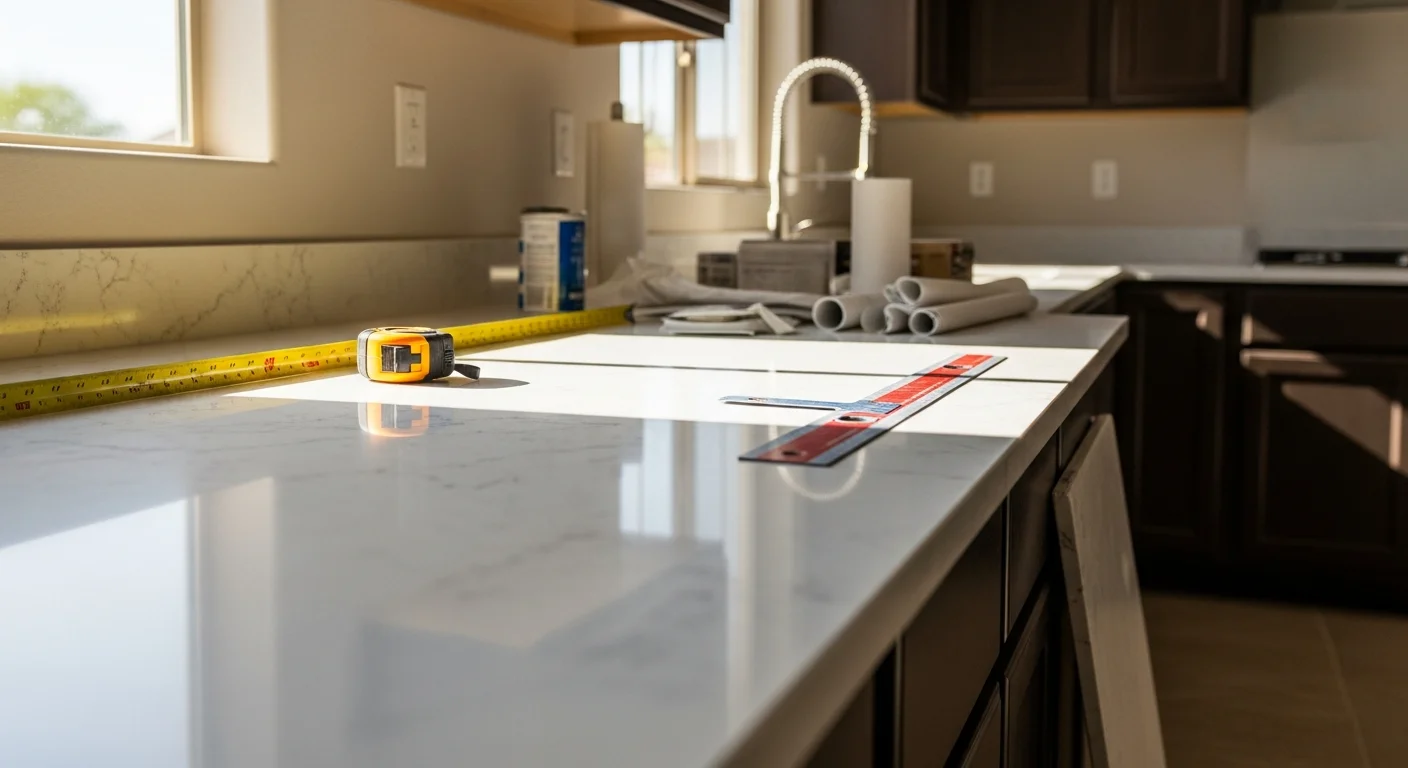 Granite countertop installation in a kitchen