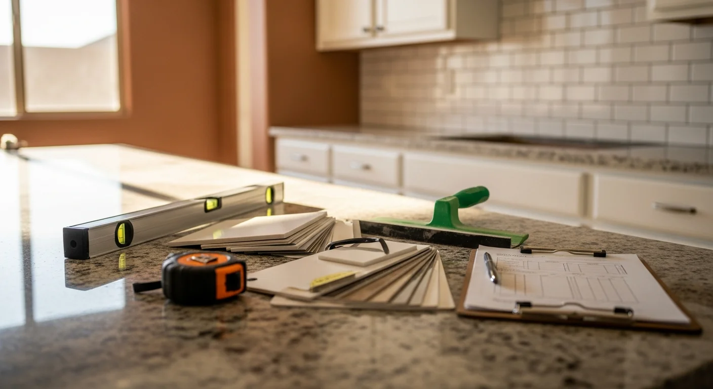 Modern kitchen with custom cabinets and granite countertops