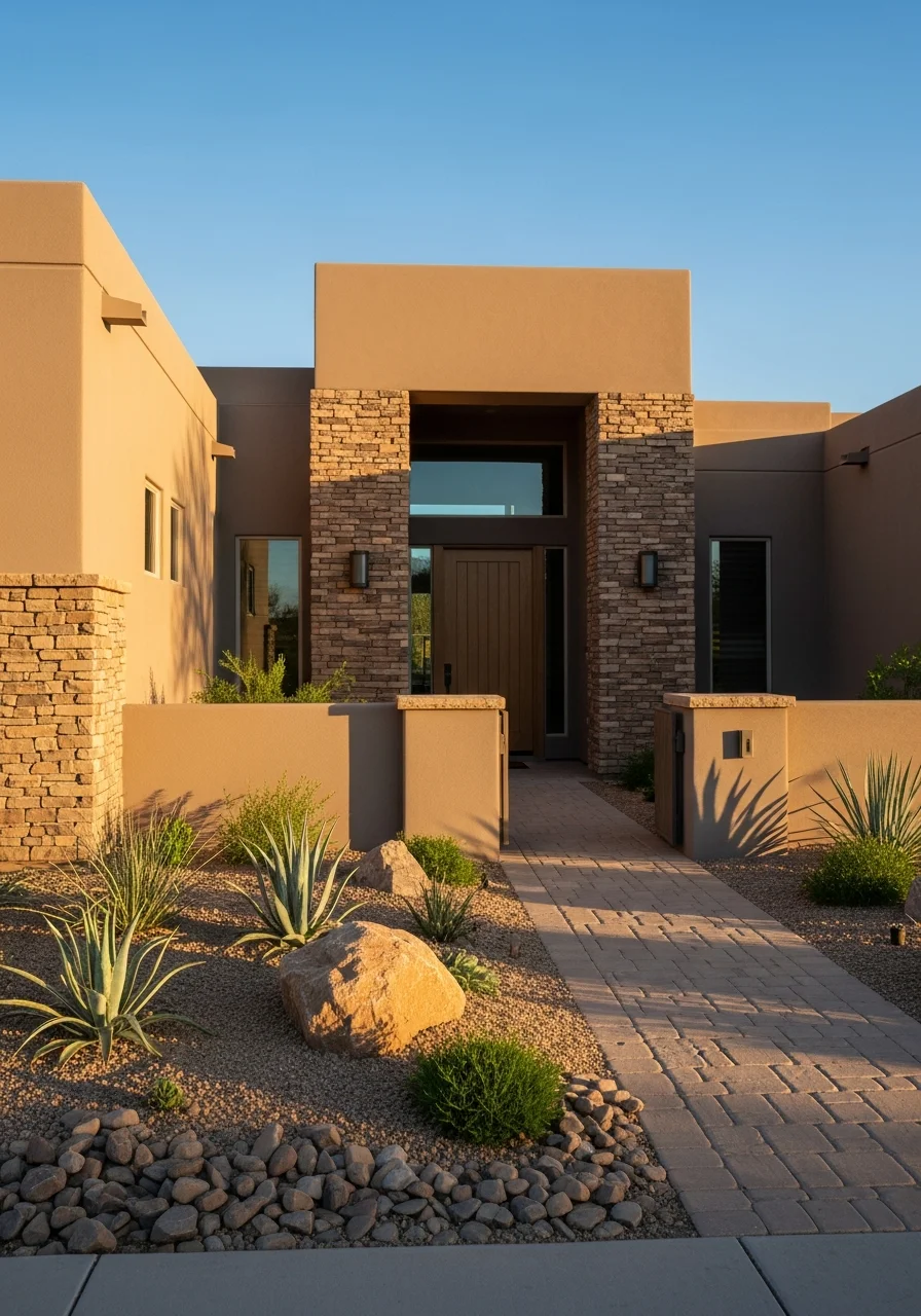 Scottsdale property entrance with manicured landscape and modern design elements reflecting the community's standards.